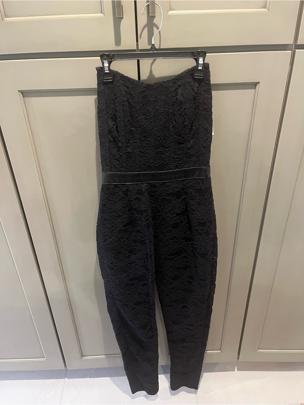 Nicole Miller Black Lace Strapless Jumpsuit